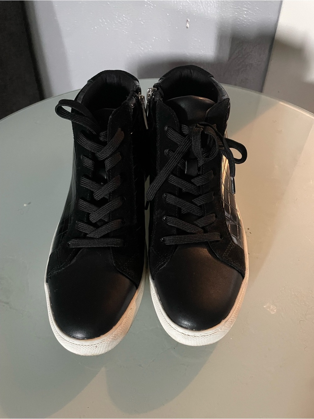 Kenneth Cole Black High-Top Athletic Sneakers with White Soles